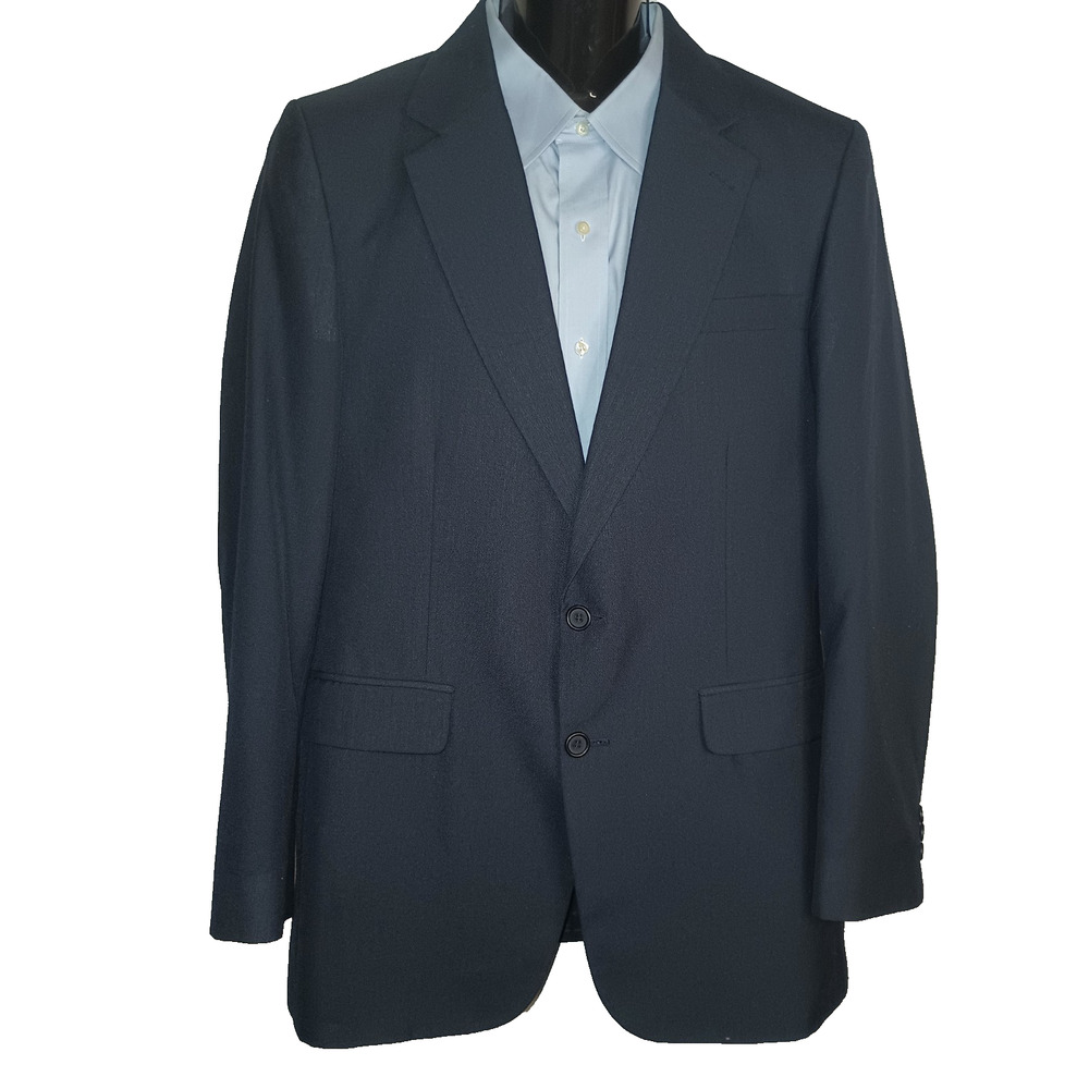 PALM BEACH Men's Grey Herringbone 100% Pure Wool Blazer Size 44R M004